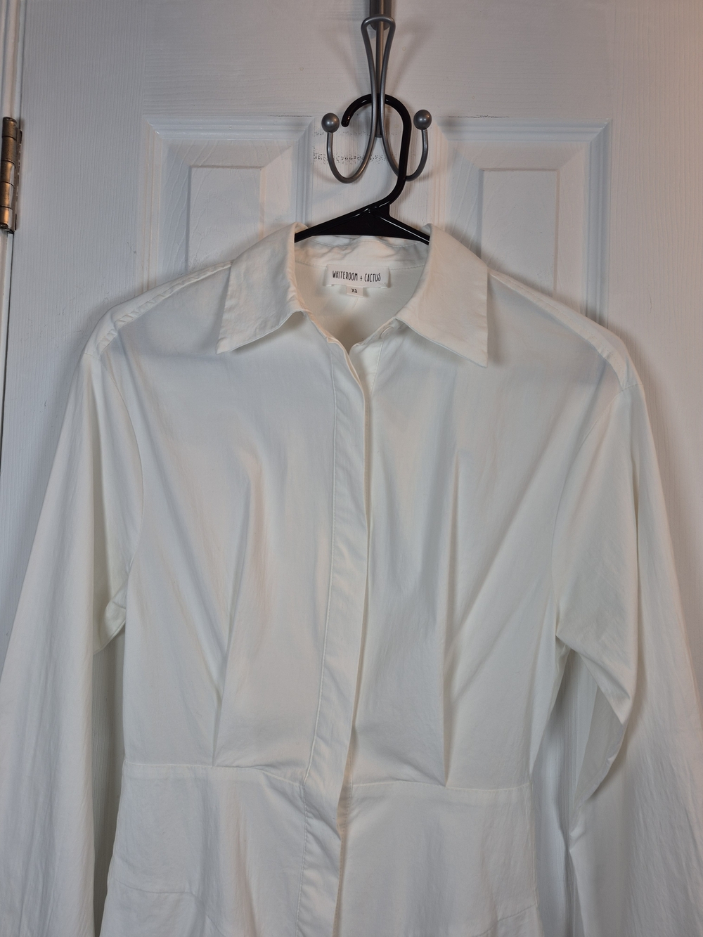 Whiteroom + Cactus White Cotton Peplum Button Down Shirt Dress Blouse XS - Picture 4 of 7